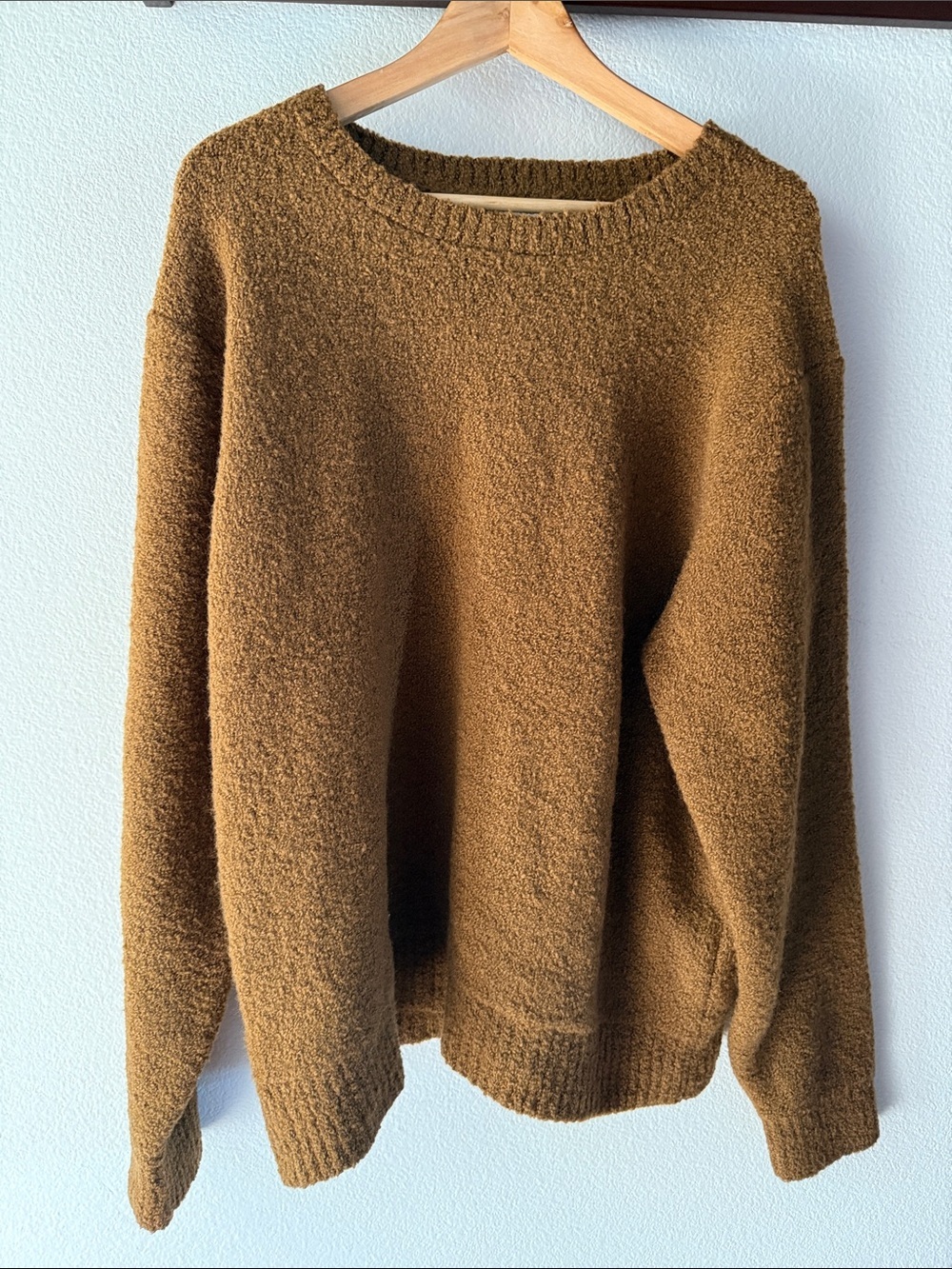 Old Navy Boucle Wool Blend Soft Cozy Stretch Crewneck Sweater, Brown, Size XXL